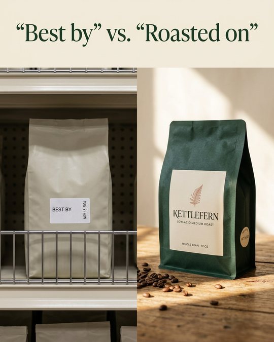 Sample ad: Best by vs. Roasted on